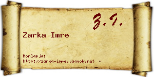 Zarka Imre névjegykártya